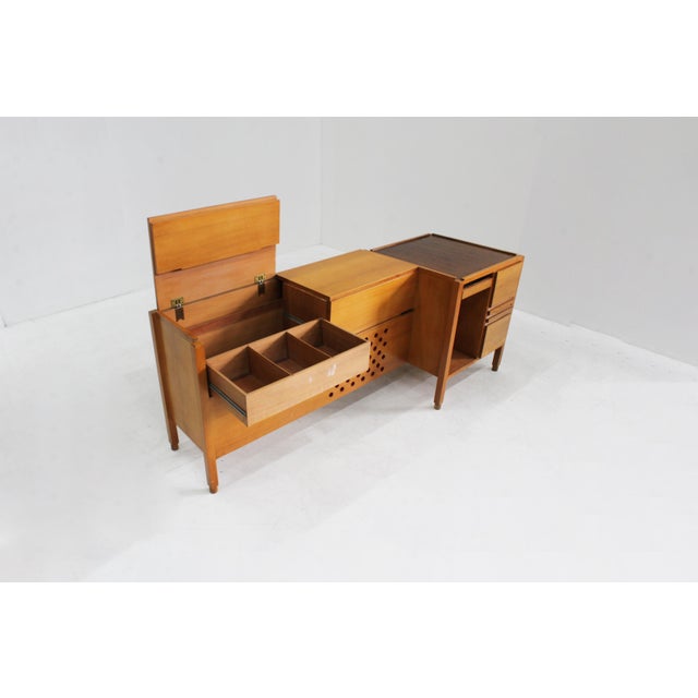 Vintage sideboard from the 1960s Italy attributed to Carlo Scarpa and designed by the renowned Anfodillo workshop, a...