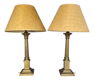 Brass Corinthian Column Table Lamps from Laura Ashley Home, Portugal, 1995, Set of 2