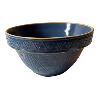 Vintage Stoneware Periwinkle Glazed Mixing Bowl For Sale