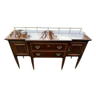 Vintage Federal Style Mahogany Sideboard / Server With Brass Gallery For Sale