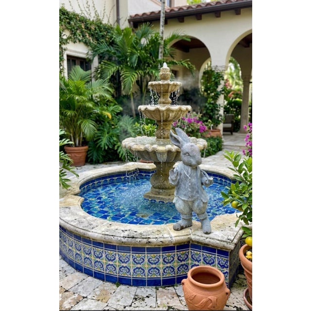 Antique-Style Cast Iron Gentleman Rabbit Garden Statue For Sale - Image 10 of 10