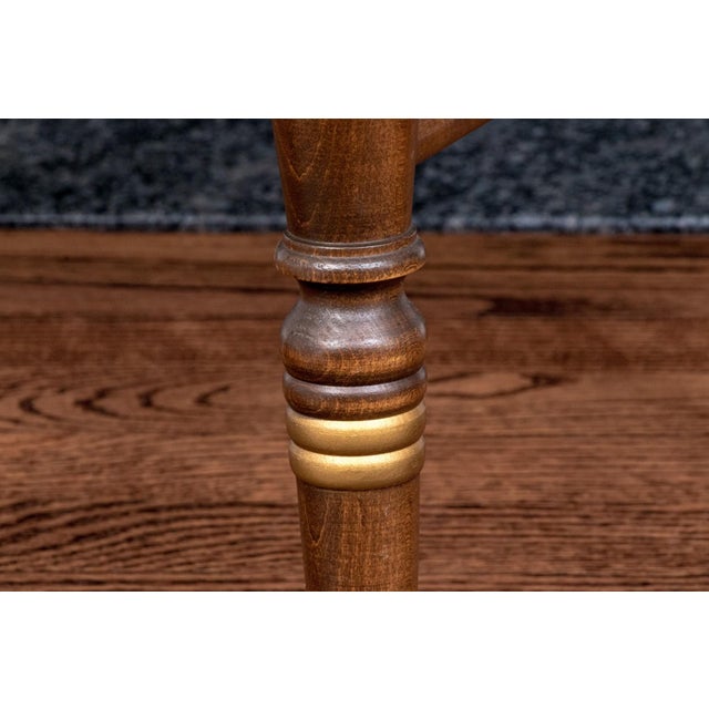 Wood Vintage Hitchcock Style Wooden Stool With Natural Cane Seat For Sale - Image 7 of 8