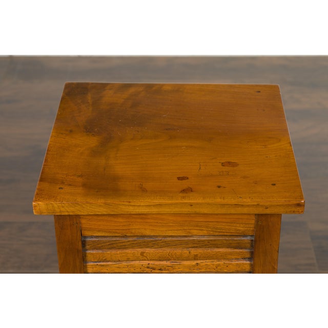 Late 19th Century Petite French 1870s Walnut Side Table with Tambour Door and Tapering Legs For Sale - Image 5 of 10