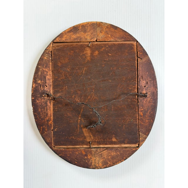 Antique Oval Deep Dark Wood Picture Frame Gold Floral Detail With Photo of a Girl 12x14” For Sale - Image 13 of 13