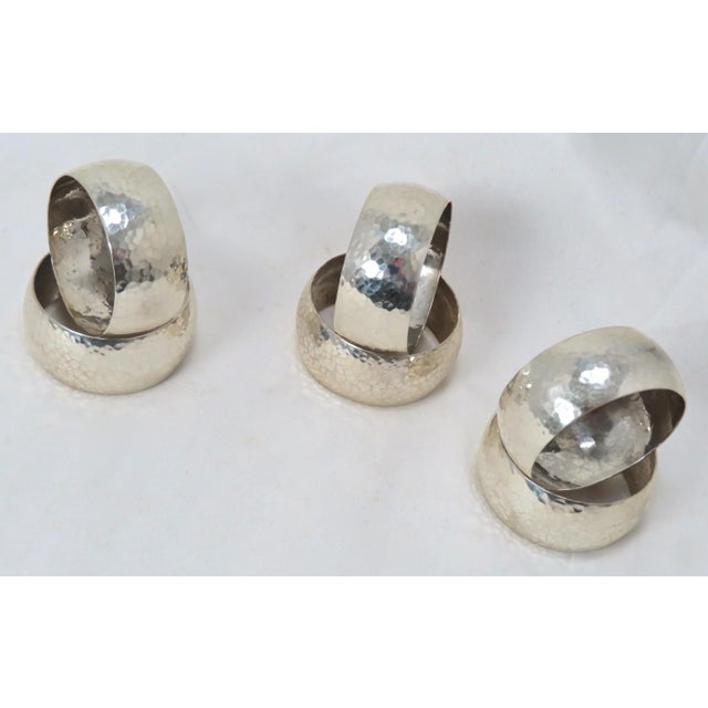 Late 20th Century Hand Made Arts & Crafts Sterling Silver Napkin Rings Set 6 For Sale - Image 5 of 13