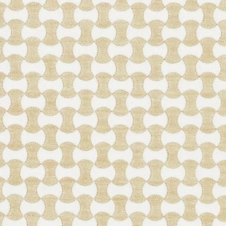 Schumacher Nolita Embroidery Fabric in Natural For Sale