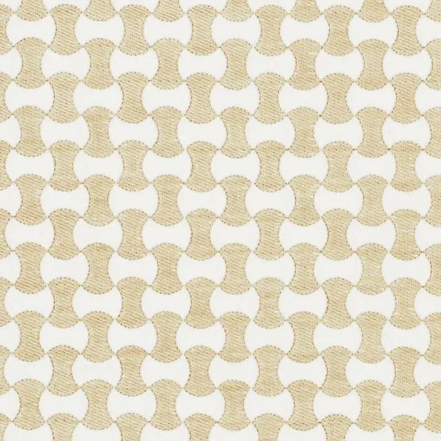 Schumacher Nolita Embroidery Fabric in Natural For Sale