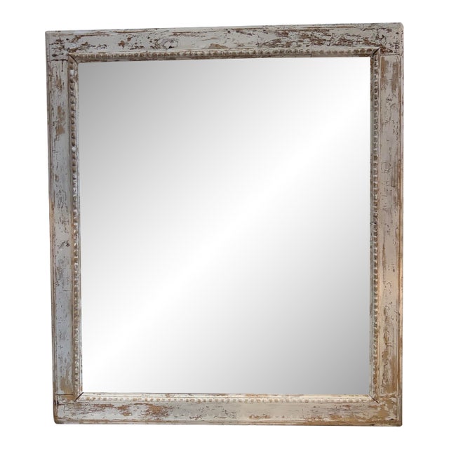 Large French Pine Mirror With Old Glass For Sale