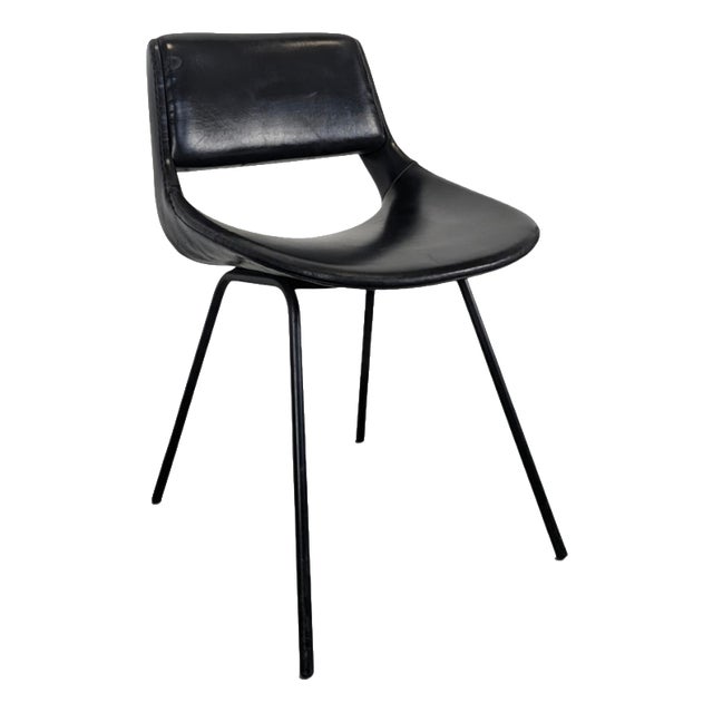 Chair in Black Imitation Leather by Louis Paolozzi for Zol, 1950s For Sale