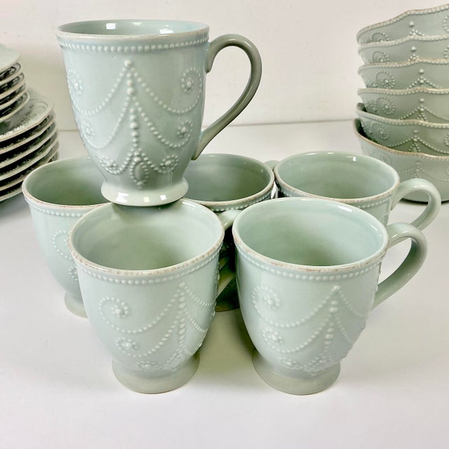 Art Nouveau Americana Lenox French Perle Ironstone Dinnerware - Set of 23 For Sale - Image 16 of 18