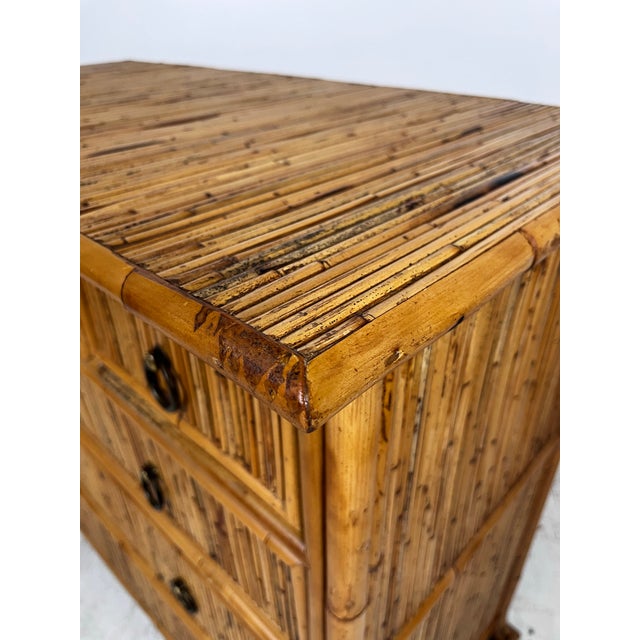 Wood Vintage Baker Milling Road Pencil Reed Rattan Bamboo Chest of Drawers For Sale - Image 7 of 12