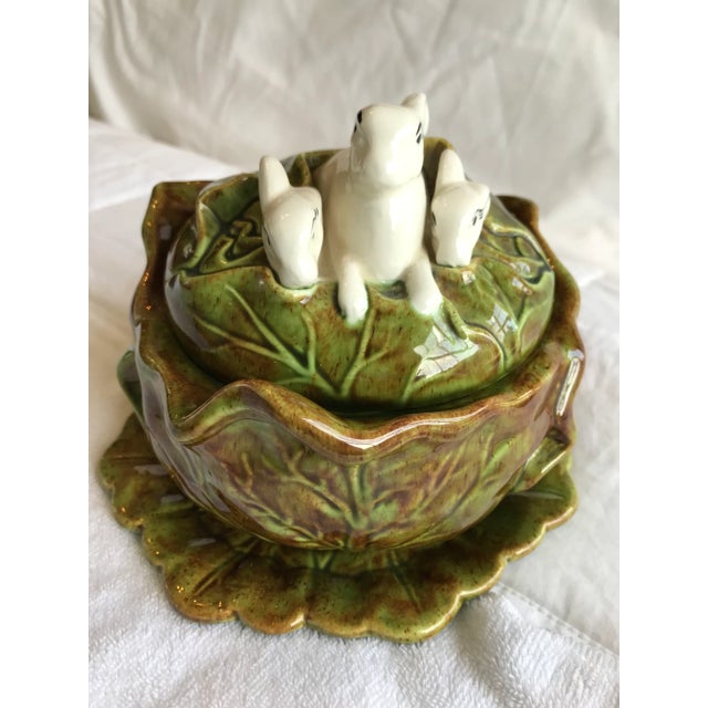 Mid 20th Century Holland Mold Bunny Covered Bowl With Underplate For Sale - Image 13 of 13