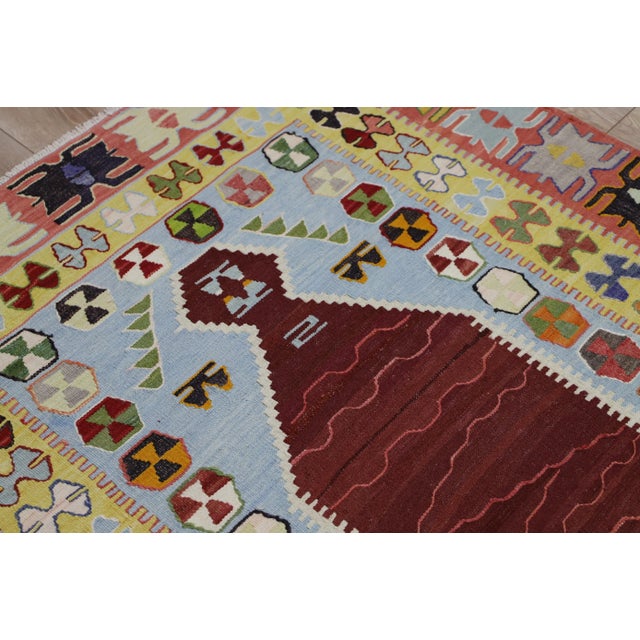 1980s Tribal Red Hand Knotted Kilim Rug For Sale - Image 9 of 11