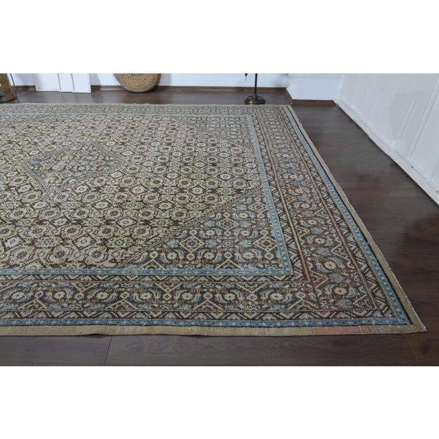 1970s Vintage Persian Handmade Wool Cotton Brown Area Rug For Sale - Image 9 of 11