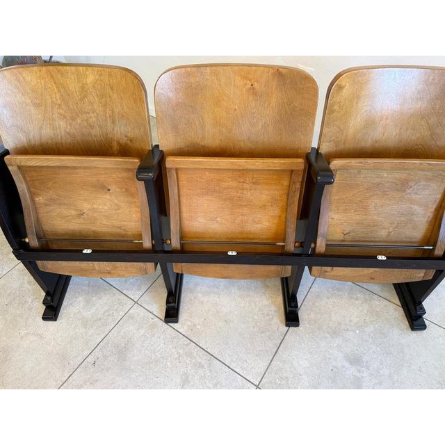 Vintage Three-Seater Cinema Chair For Sale - Image 9 of 11