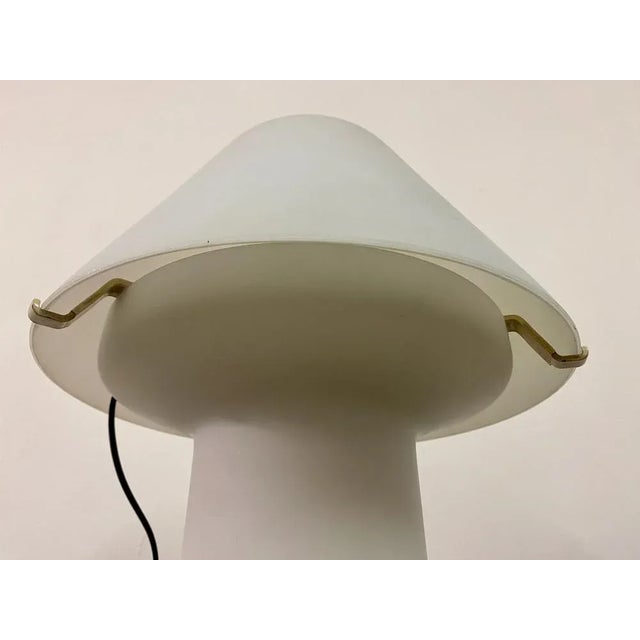 Italian White Glass Table Lamp, 1970s For Sale - Image 4 of 10
