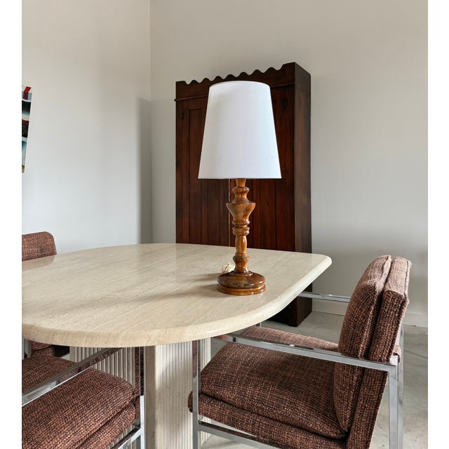 Mid-Century Modern Charming Carved Wood Turned Lamp For Sale - Image 3 of 10