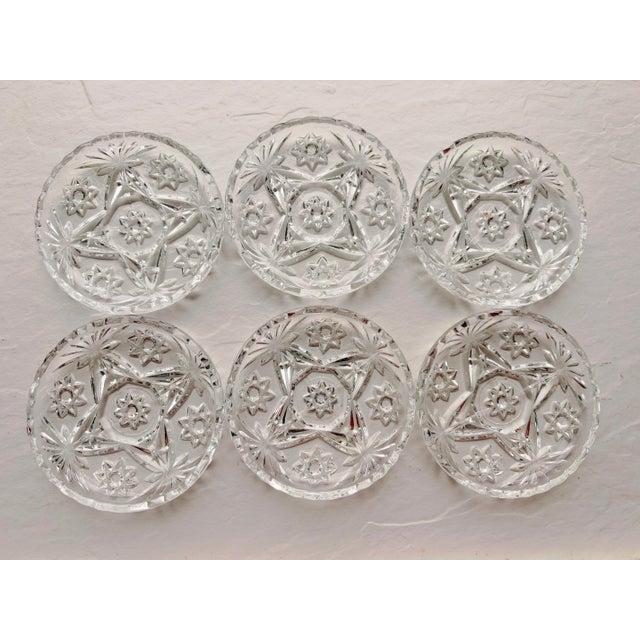 Mid-Century Modern Vintage Mid-Century Modern Anchor Hocking Clear Press Cut Glass Coasters - Set of 6 For Sale - Image 3 of 4