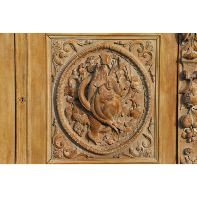 19th Century French Renaissance Revival Carved Oak Large Hunt Buffet For Sale - Image 16 of 18
