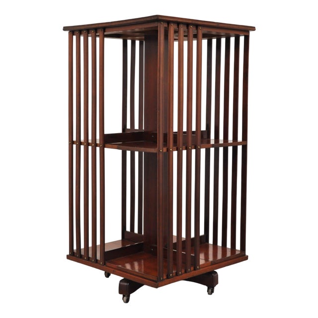 Antique Revolving Bookcase in Mahogany, 1890s For Sale