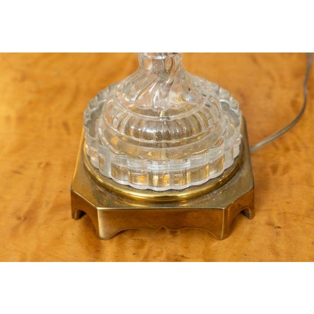 Metal Pair of French Glass Table Lamps For Sale - Image 7 of 7