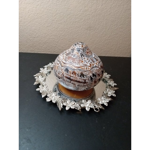 Wood 1980s Signed Folk Art Sun & Moon Gourd Art Made in Peru For Sale - Image 7 of 7