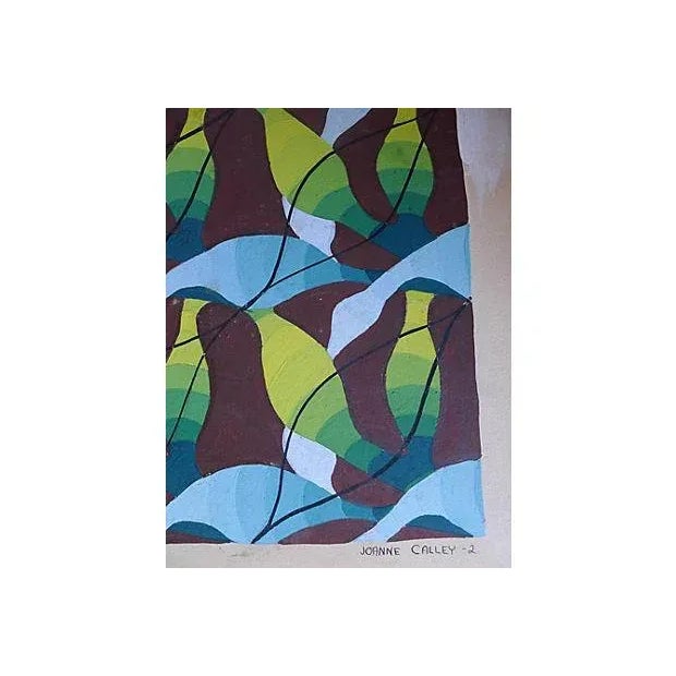 Joanne Calley Signed Abstract Curvilinear Painting For Sale - Image 4 of 5