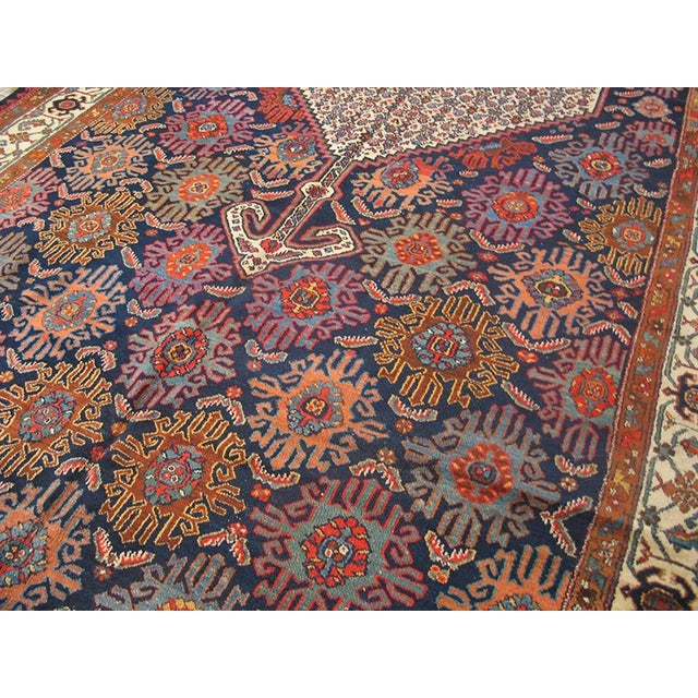 1920s Traditional Navy Background With Fine Medallion Centre in a Geometric Design Persian Bibikabad Rug For Sale - Image 5 of 6