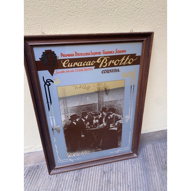 Advertising Mirror with Chestnut Frame, 1920s, in Very Good conditions. Designed 1920 to 1949