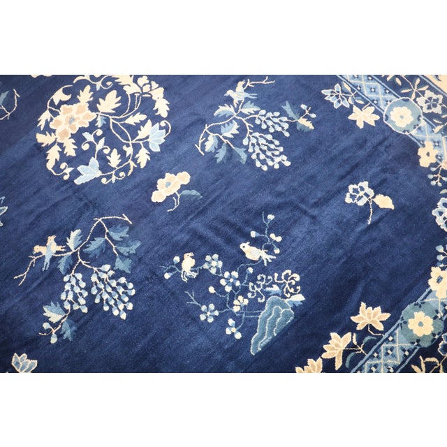 Navy Blue Vintage Navy Chinese Peking Rug - 8'11" x 11'6" For Sale - Image 8 of 8