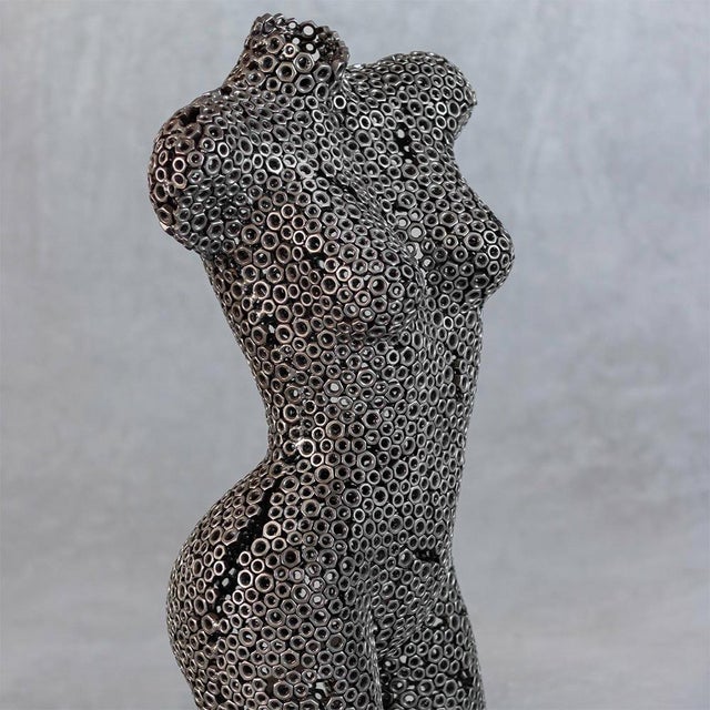 Premium Handcrafted Metal Nut Female Torso Sculpture | 39" | One of a Kind For Sale - Image 4 of 11