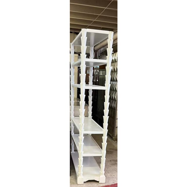 Large White Antique Palm Tree Shelving Wooden Display Unit Bookcase Wall Shelf with Palm Tree Spindle and Columns. Very...
