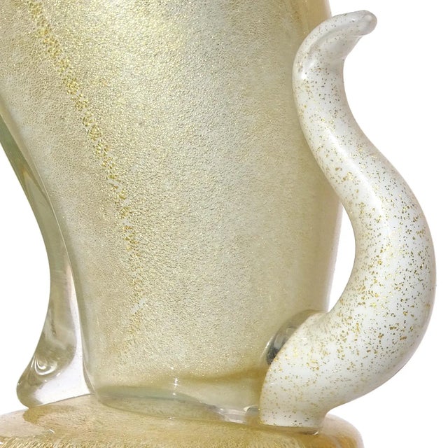 Vintage Murano Barbini White Gold Flecks Black Accents Italian Art Glass Kitty Cat Figurine Sculpture For Sale - Image 9 of 10