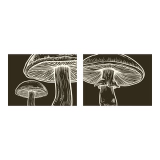 Mushrooms Set of Two Prints Colorway Dark Brown 16 X 20 In For Sale