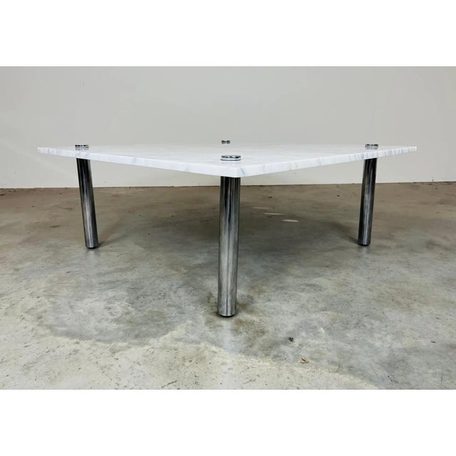 Mid-Century Carrara Marble Square Cocktail Table in the Manner of Katavolos For Sale - Image 9 of 10