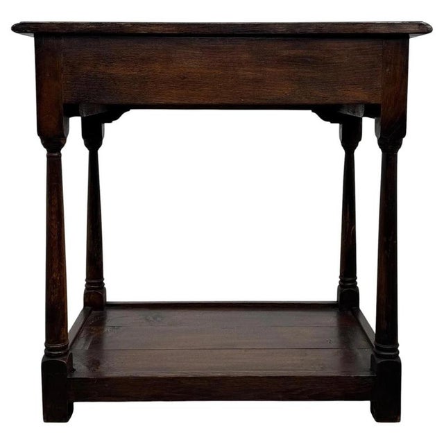Gold Antique Georgian English Oak Side Table For Sale - Image 8 of 12