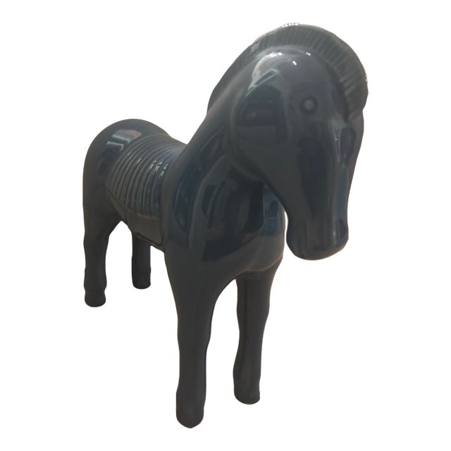 Blue Glaze Ceramic Bitossi Style Horse For Sale