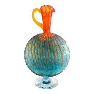 Kosta Boda Sweden Kjell Engman Vintage 1989 Postmodern Scandinavian Art Glass " Bon Bon " Ewer Bottle Vase For Sale