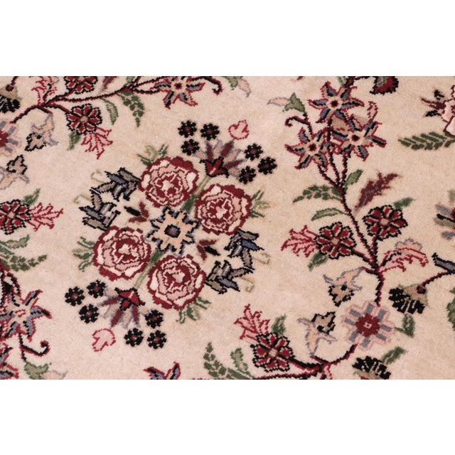 Art Nouveau 1990's Kashan Pak-Persian Beige/Black Wool Round Rug- 6'2'' X 6'3'' For Sale In New York - Image 6 of 9