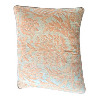 Italian Designer Mariano Fortuny Moresco Rust/Gold Feather/Down Pillow Pair For Sale
