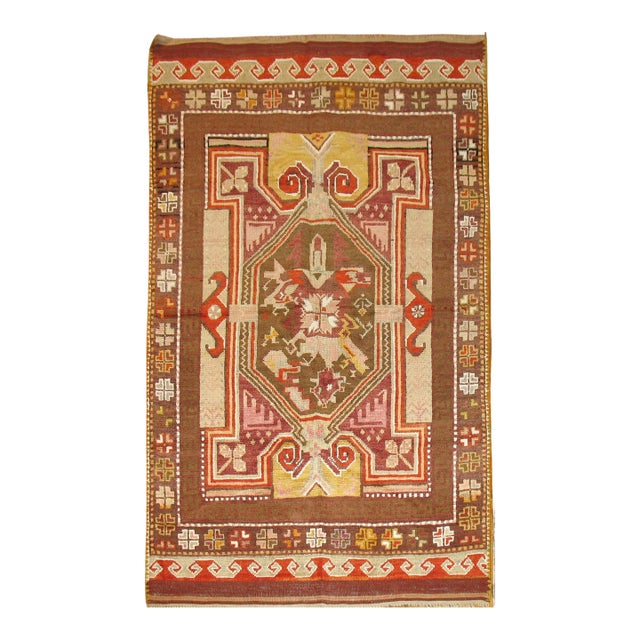 Antique Zabihi Collection Turkish Ghiordes Scatter Rug - 2'10" x 4'5" For Sale