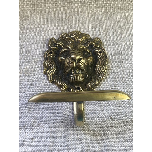 Vintage Brass Lion Head Coat Hooks, 1940s, Set of 2 For Sale - Image 11 of 15