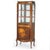 An antique French Vernis Martin decorated vitrine offers mahogany construction with single glass door opening to shelved...