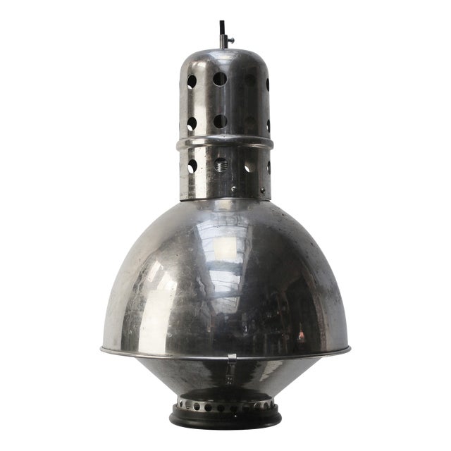 Vintage French Chrome and Nickel-Plated Metal Medical Pendant Light For Sale