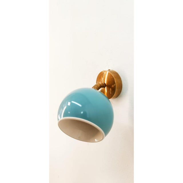 Adjustable Sconce with Blue Metal Dome For Sale - Image 16 of 16