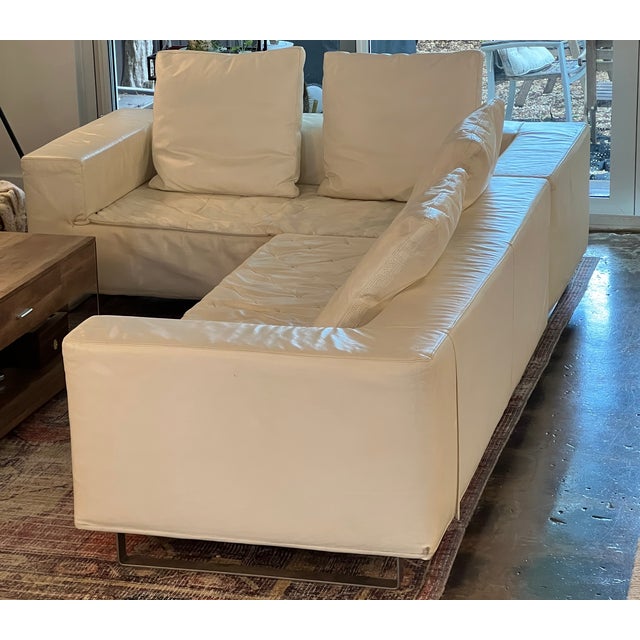 Metal 1990s Giovannetti Collezioni "Friends Light" Modular Sofa - White Italian Leather For Sale - Image 7 of 11