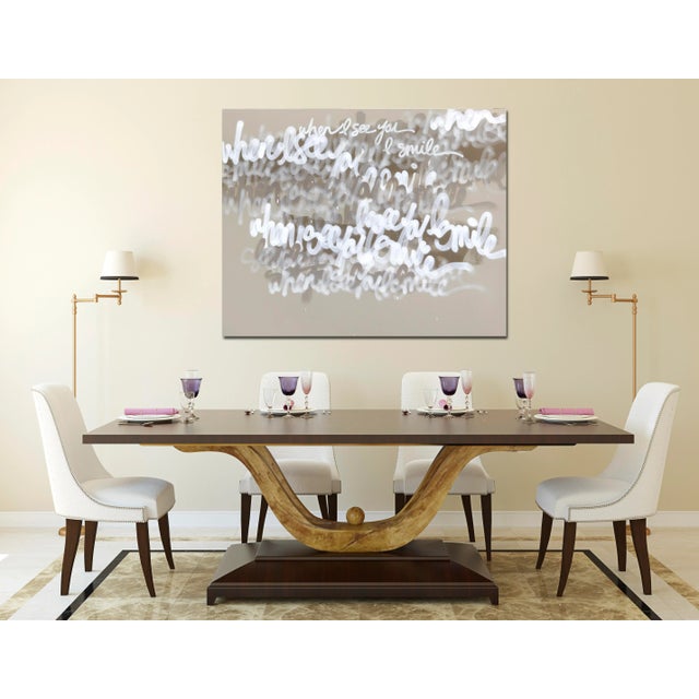 Wood When I See You I Smile - Large Beige Abstract Graffiti Original Artwork by Amber Goldhammer For Sale - Image 7 of 9