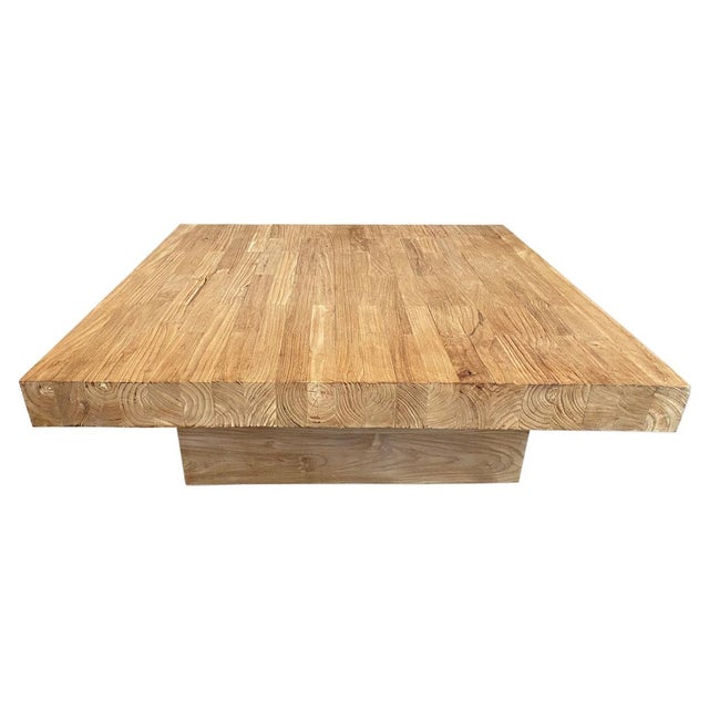 Andrianna Shamaris Impressive Square Natural Teak Wood Coffee Table For Sale - Image 9 of 18