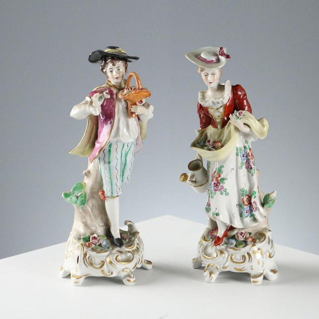 German Porcelain Figurines from Rudolstadt, Set of 2 For Sale - Image 12 of 12