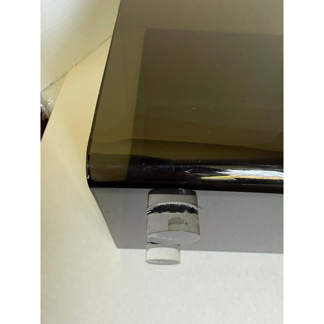 Gray Vintage Modern Smoked Gray Lucite U-Shaped Record & Magazine Rack For Sale - Image 8 of 12